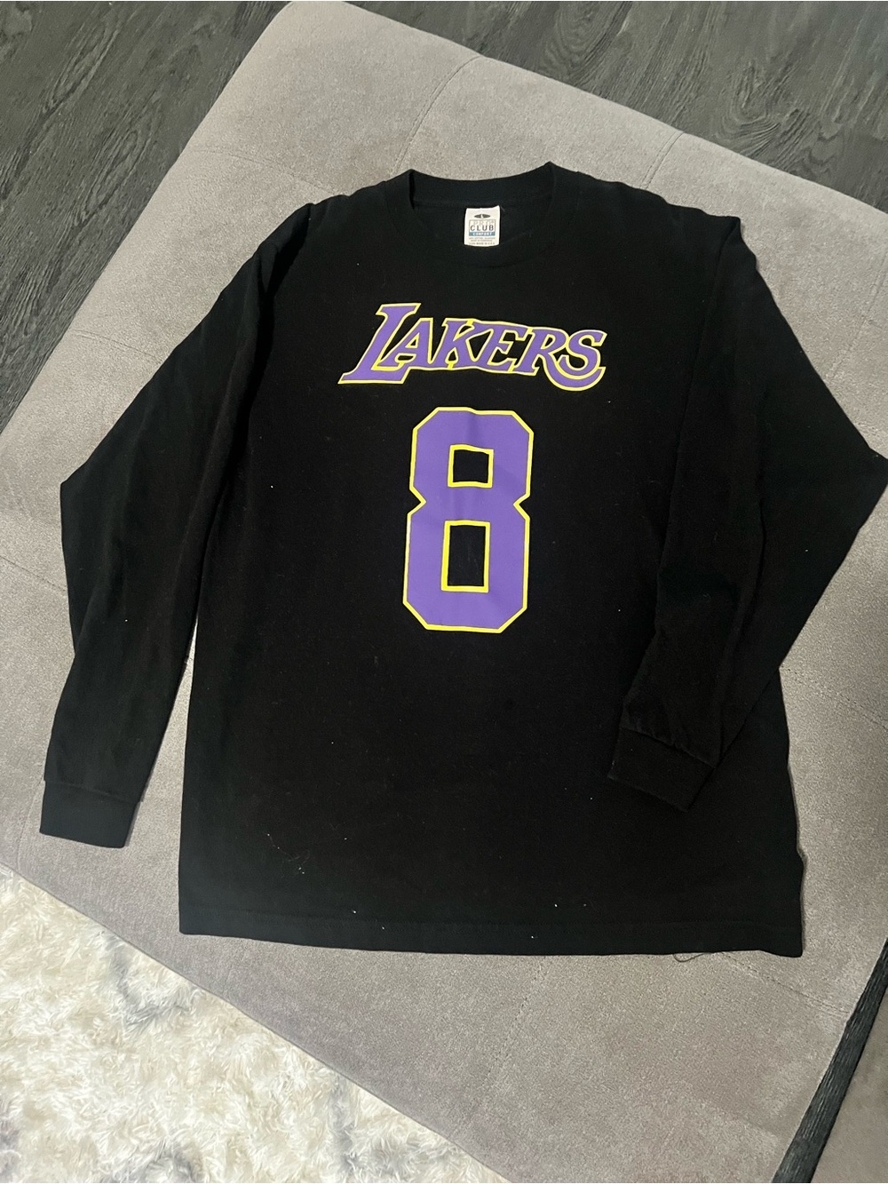 Lakers #8 Black Long-Sleeve Crewneck Sweatshirt custom-made